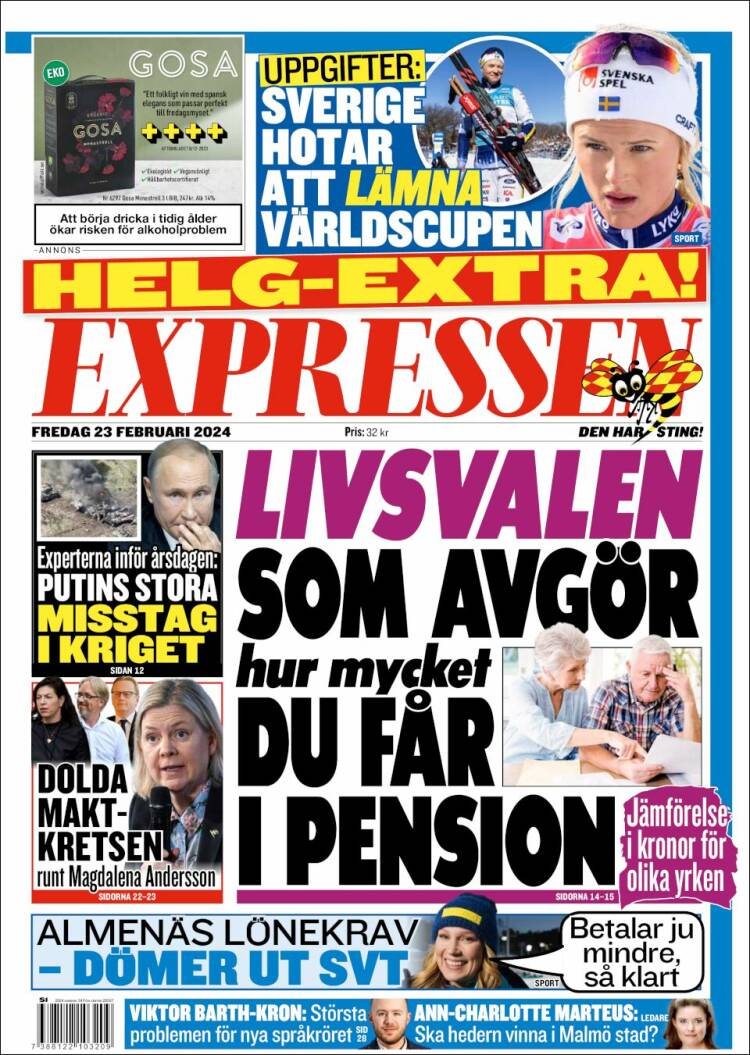 Portada de Expressen (Suecia)