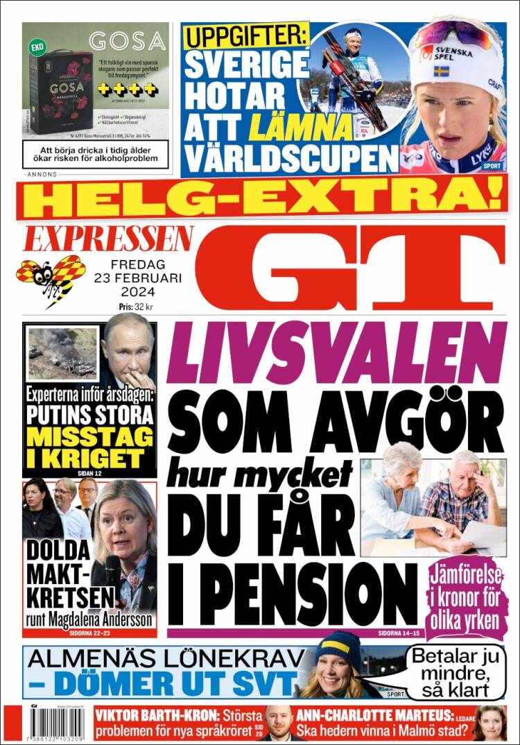 Portada de Göteborgstidningen (Suecia)