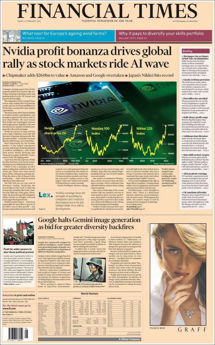 Portada de Financial Times (Reino Unido)