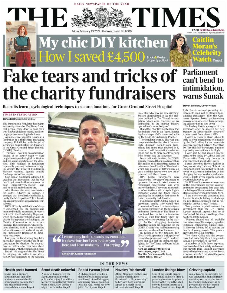 Portada de The Times (Reino Unido)
