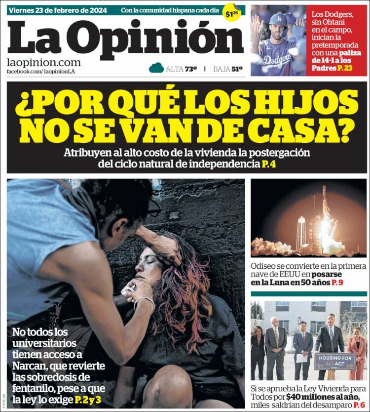 Portada de La Opinión (USA)