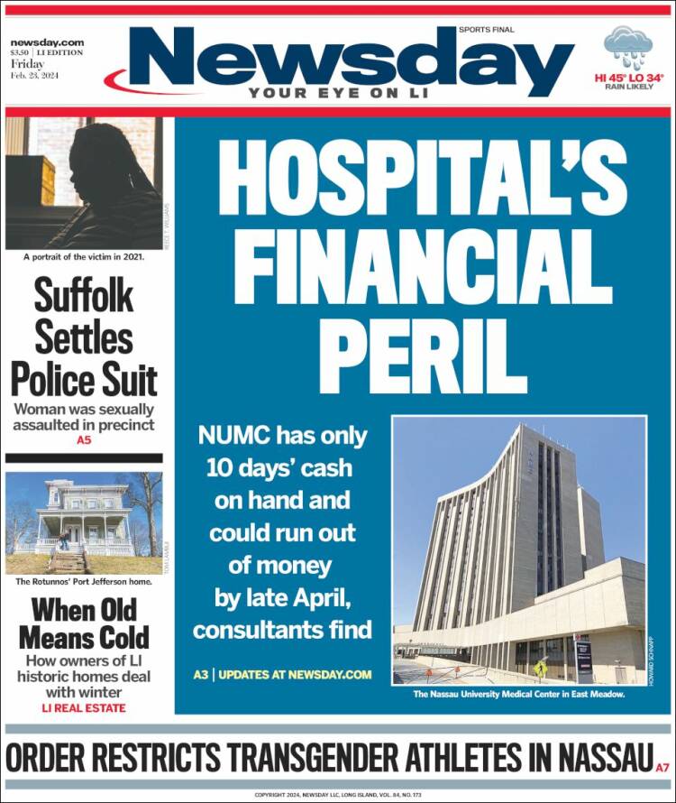 Portada de Newsday (USA)