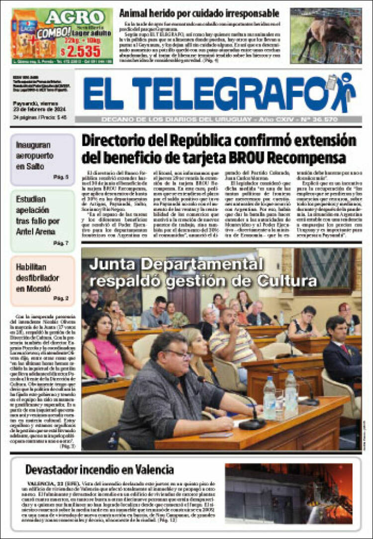 Portada de El Telégrafo (Uruguay)