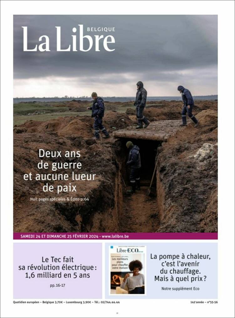 Portada de La Libre.be (B&eacute;lgica)