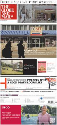 Portada de The Globe and Mail (Canada)