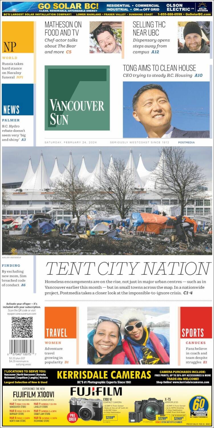 Portada de The Vancouver Sun (Canadá)