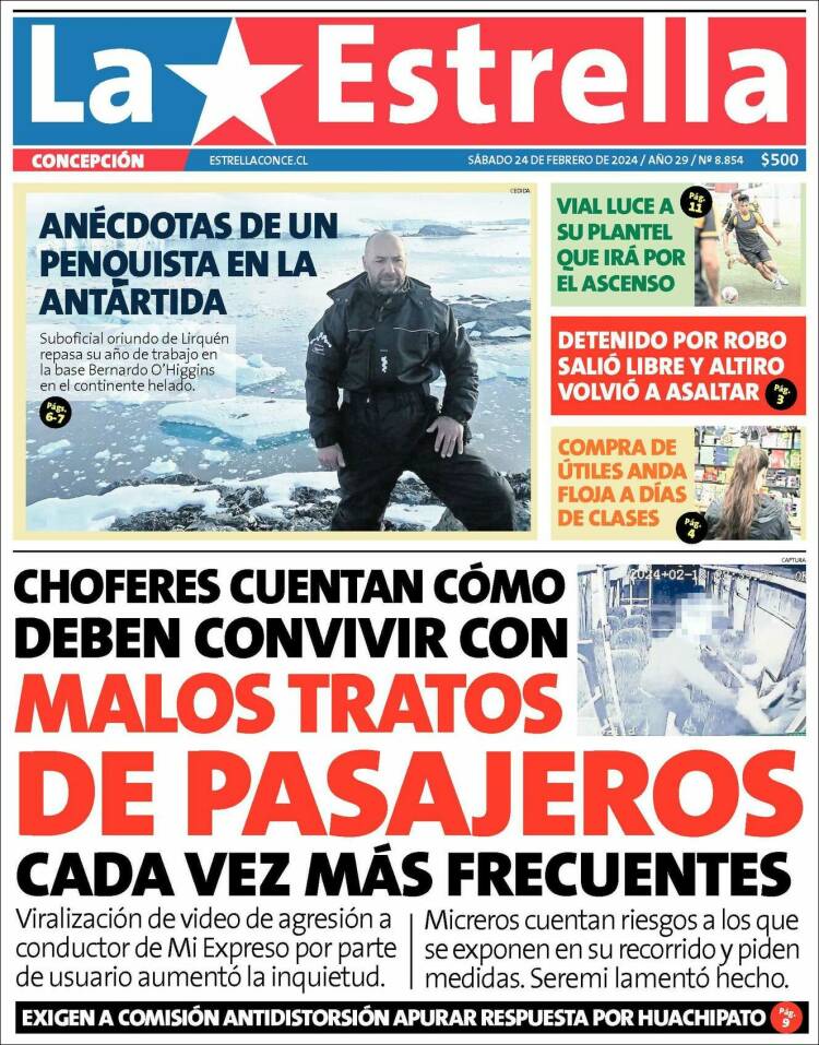 Portada de La Estrella de Concepción (Chile)