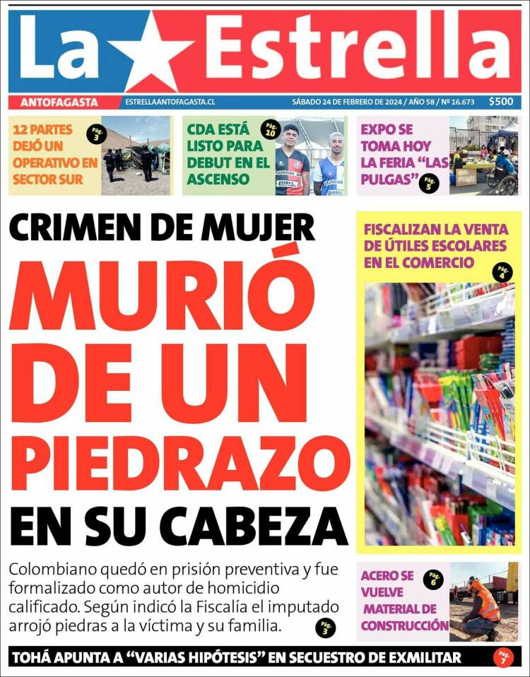 Portada de La Estrella del Norte (Chile)