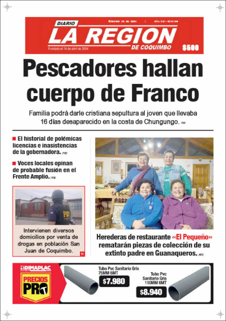 Portada de Diario La Región de Coquimbo (Chile)