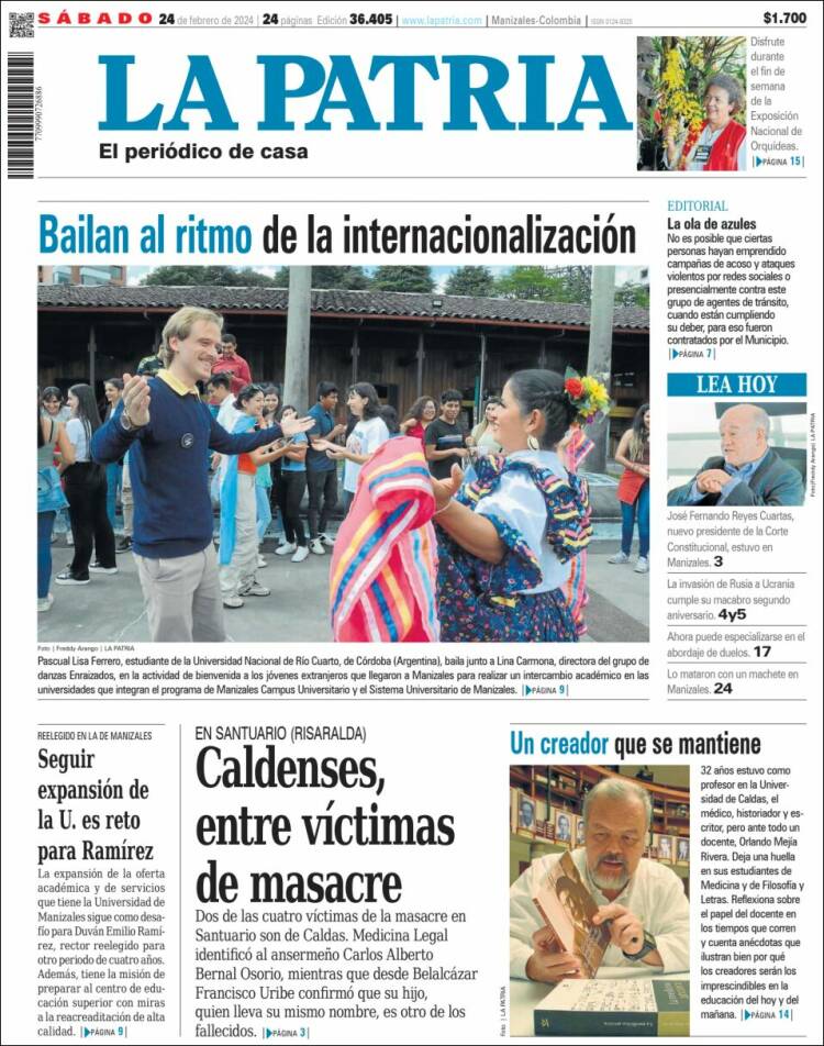 Portada de La Patria (Colombia)