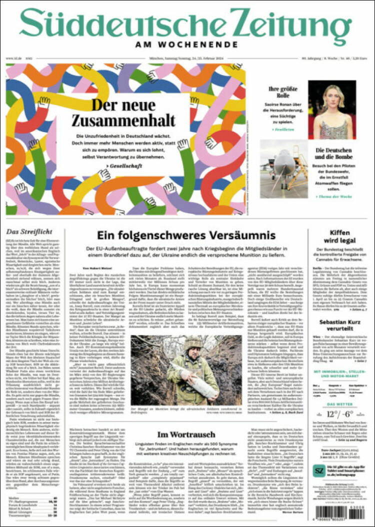 Portada de Sueddeutsche (Alemania)