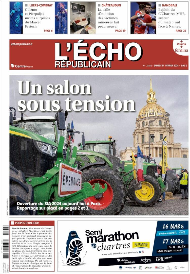 Portada de L'Echo Républicain (Francia)