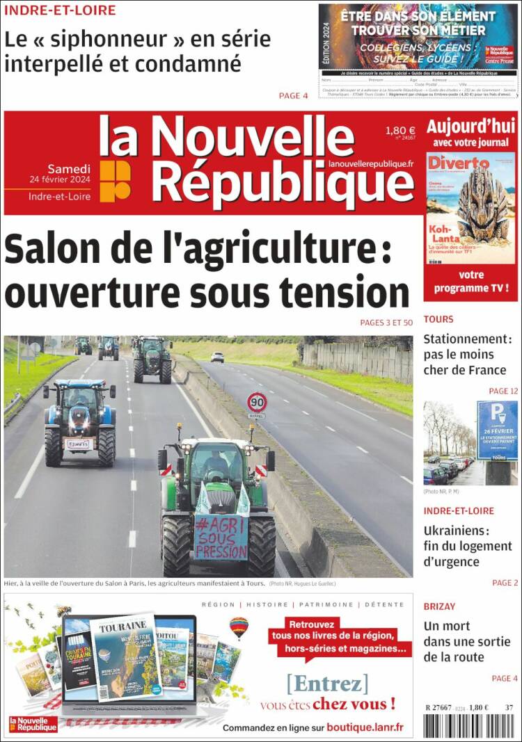 Portada de La Nouvelle Republique (Francia)