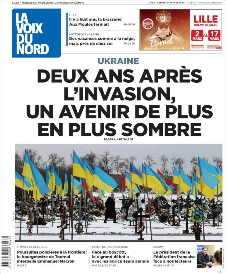 Portada de La Voix du Nord (Francia)