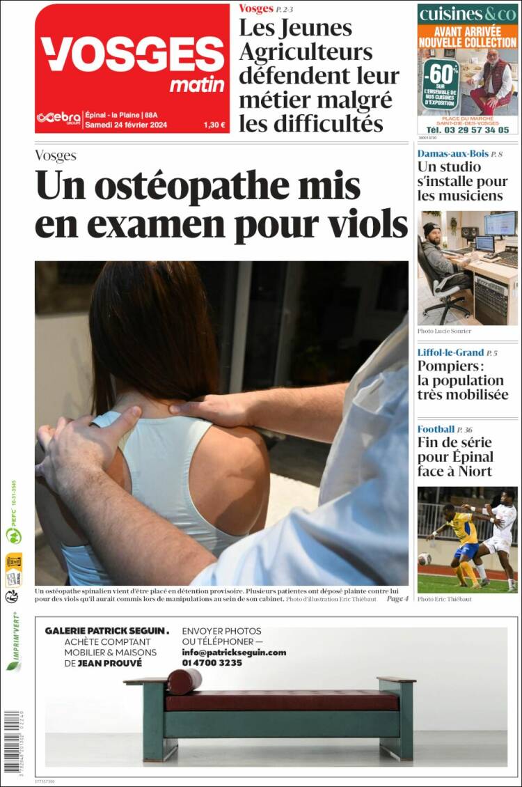 Portada de Vosges Matin (Francia)