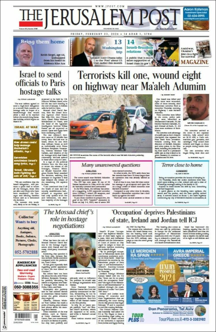 Portada de The Jerusalem Post (Israel)