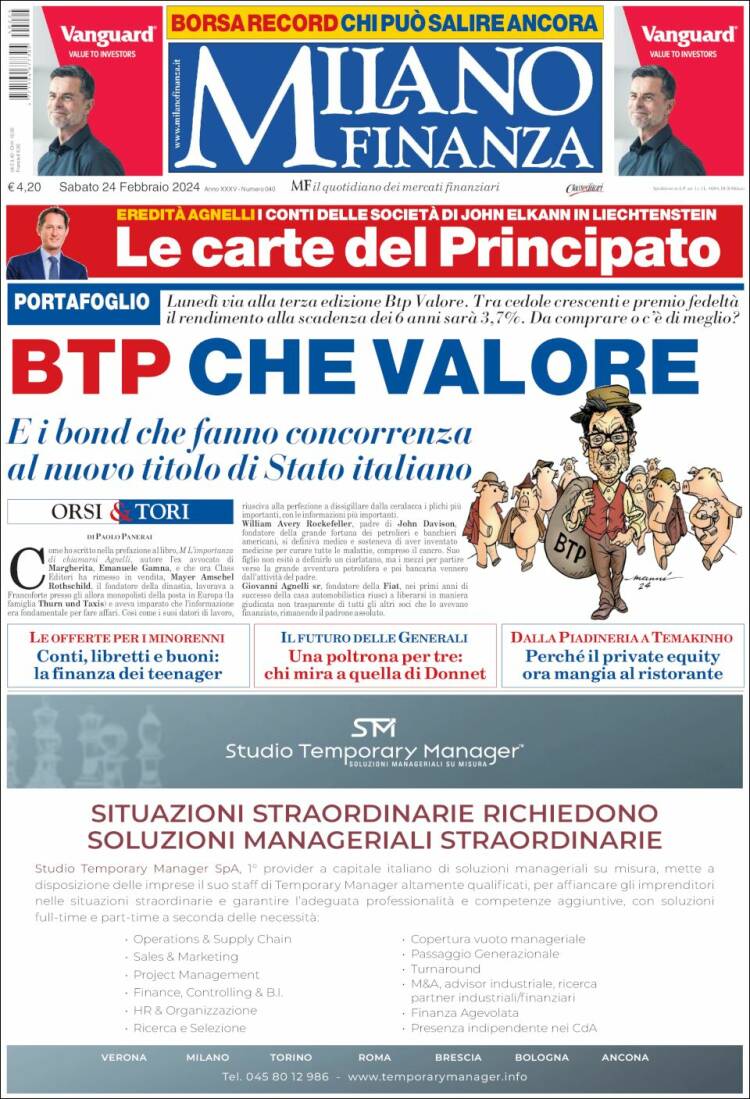 Portada de Milano Finanza (Italia)