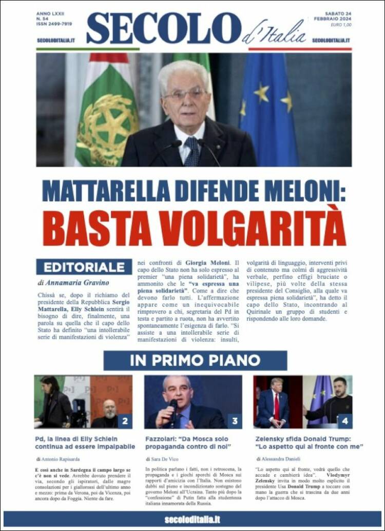 Portada de Secolo d'Italia (Italia)