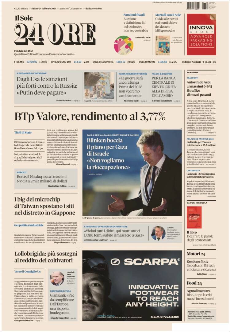 Portada de Il Sole 24 ORE (Italia)