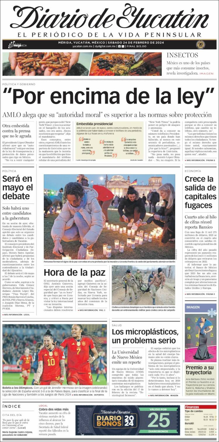 Portada de Diario de Yucatán (México)