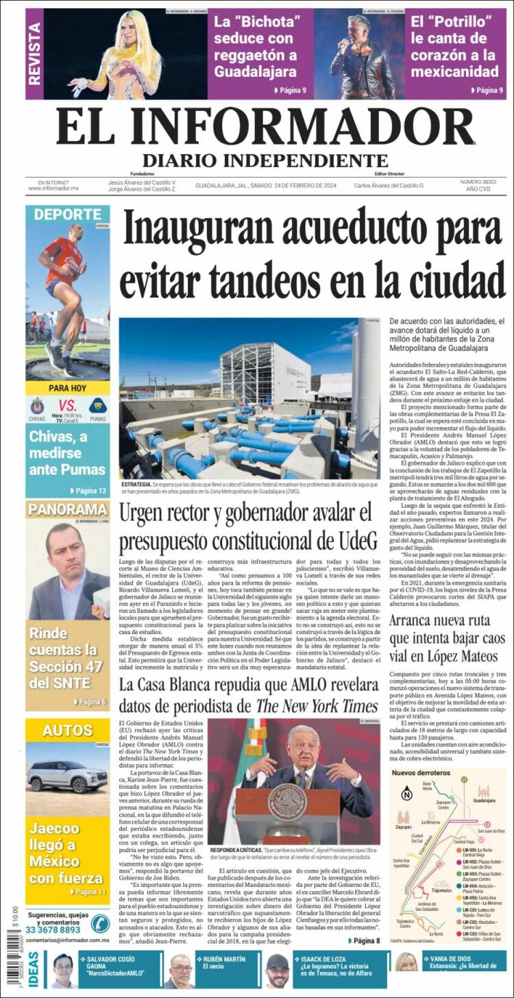 Portada de El Informador (México)