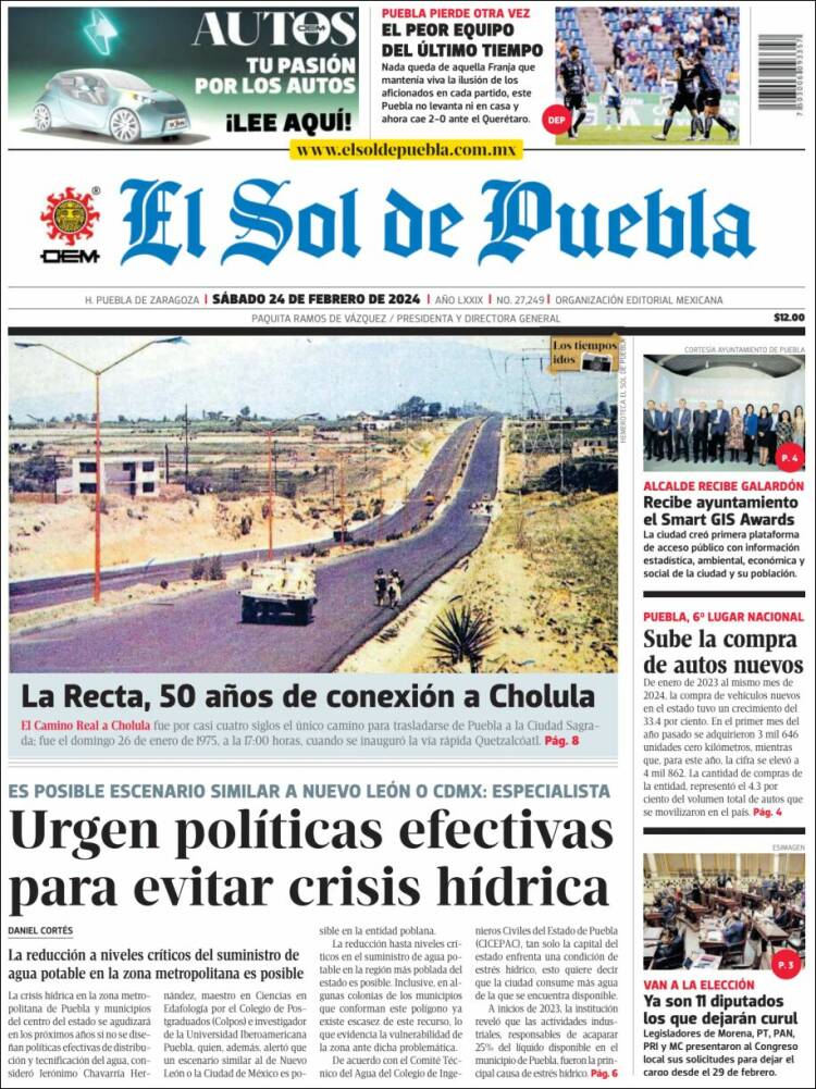 Portada de El Sol de Puebla (México)