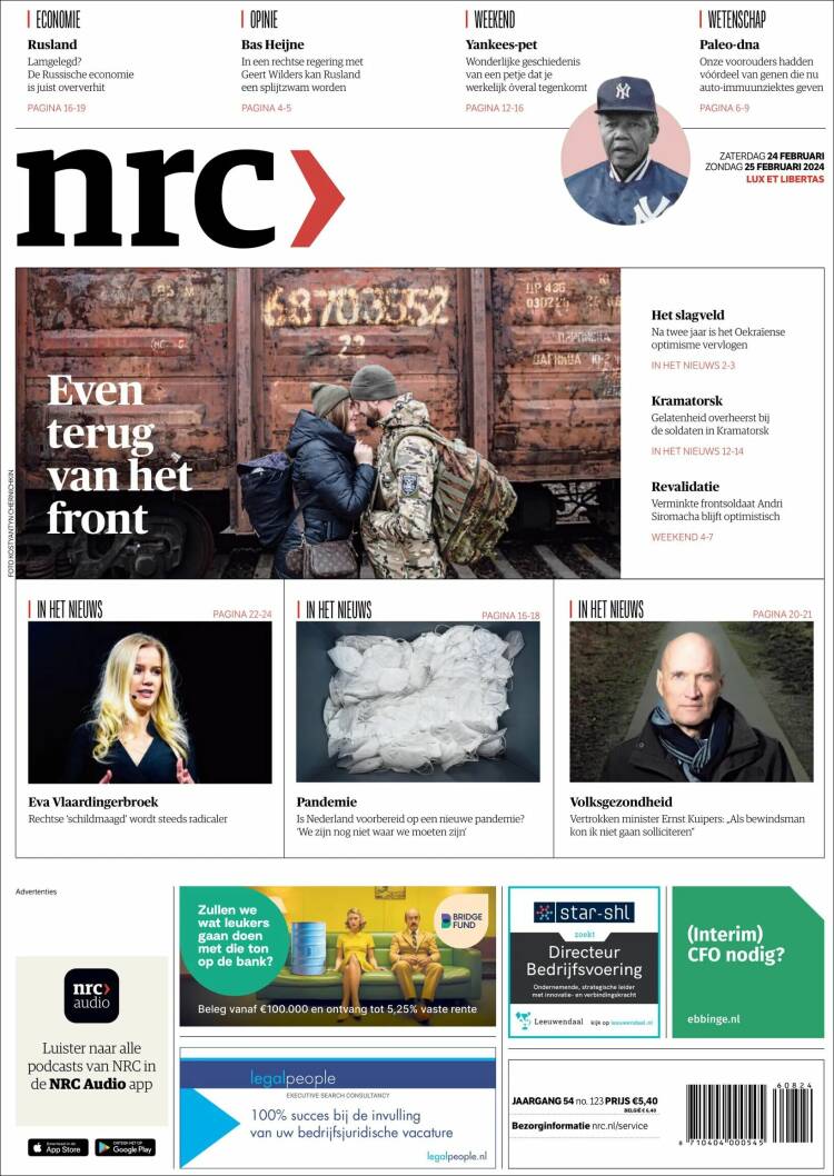 Portada de NRC Handelsblad (Pa&iacute;ses Bajos)