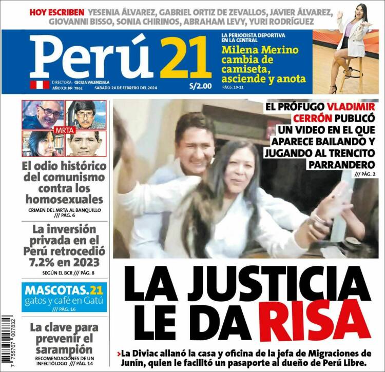 Portada de Perú 21 (Per&uacute;)