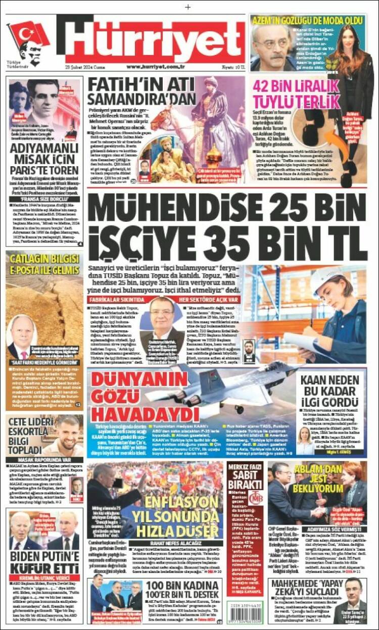 Portada de Hürriyet (Turqu&iacute;a)