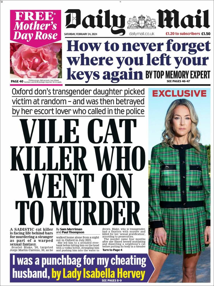 Portada de Daily Mail (Reino Unido)