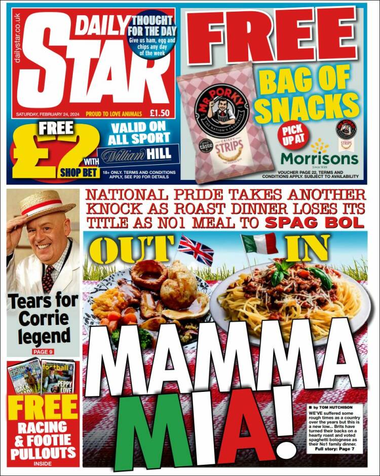 Portada de Daily Star (Reino Unido)
