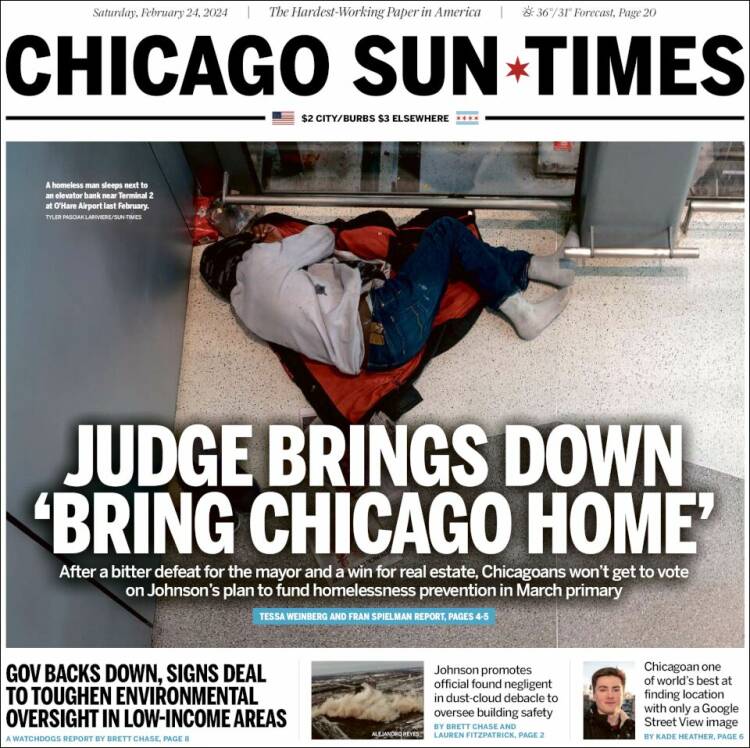 Portada de Chicago Sun-Times (USA)