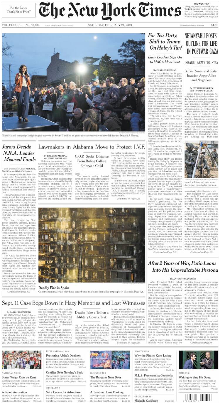 Portada de New York Times (USA)