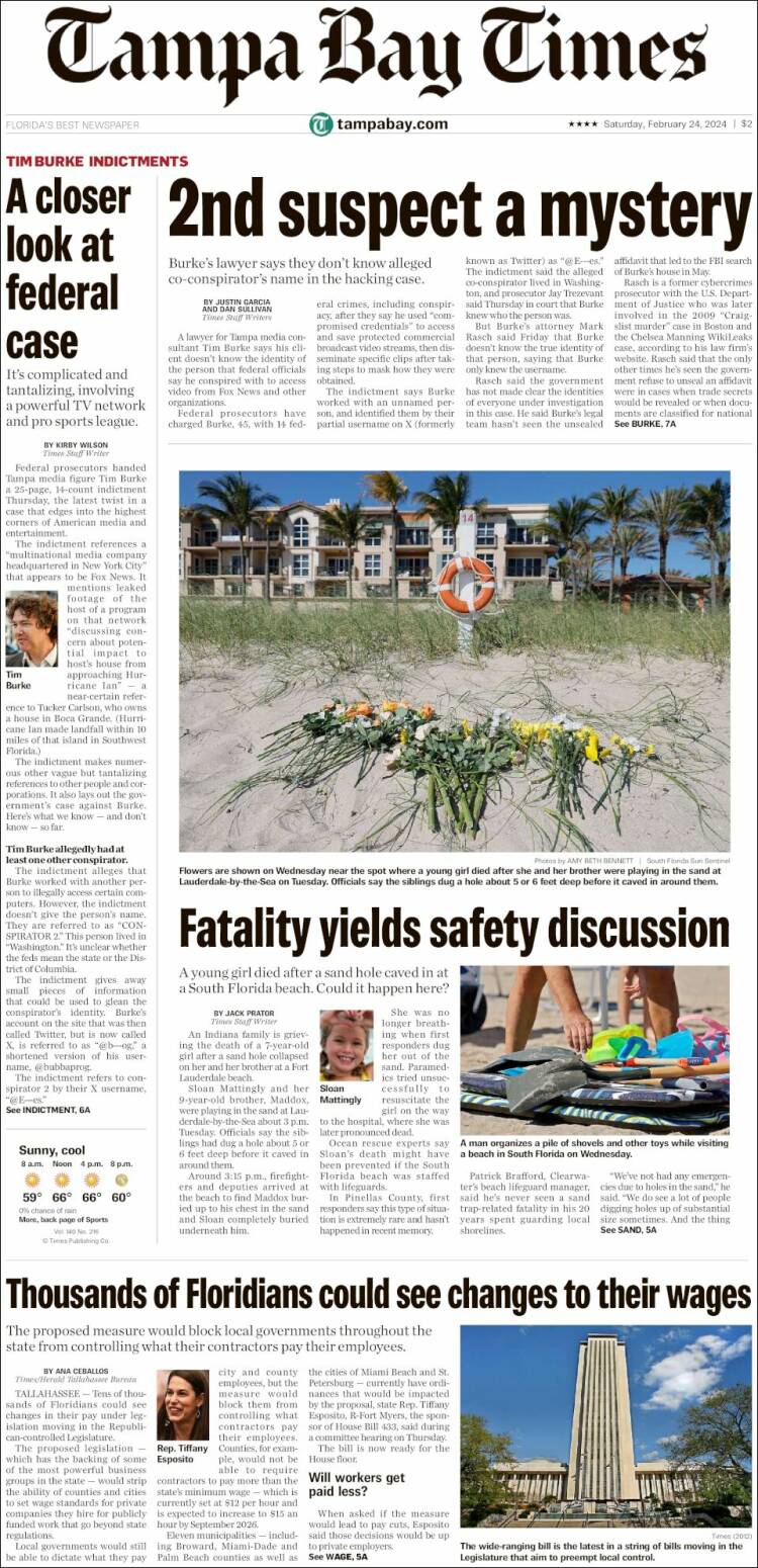 Portada de Tampa Bay Times (USA)