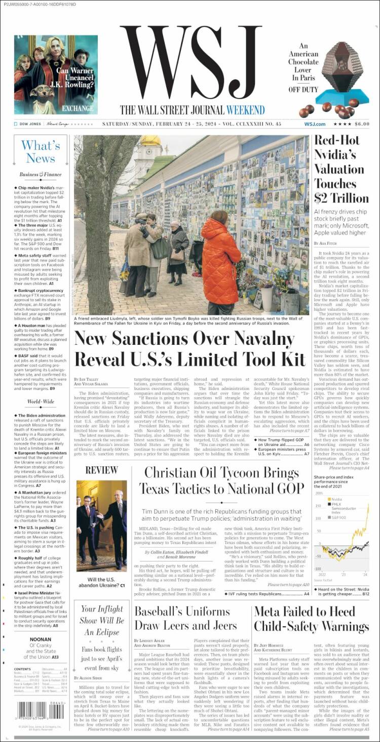 Portada de Wall Street Journal (USA)