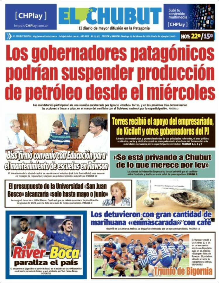 Portada de El Chubut (Argentina)