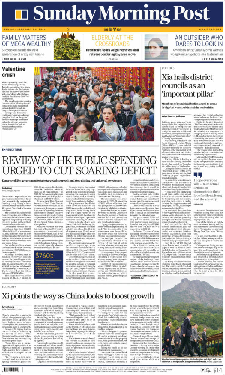 Portada de South China Morning Post (China)