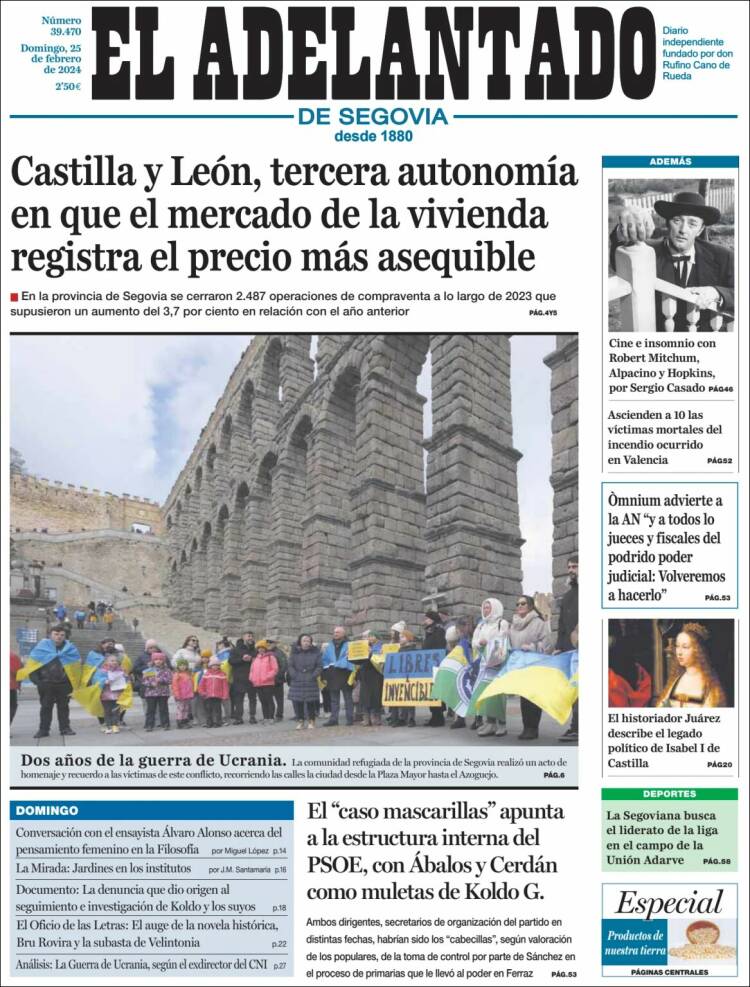 Portada de El Adelantado de Segovia (España)