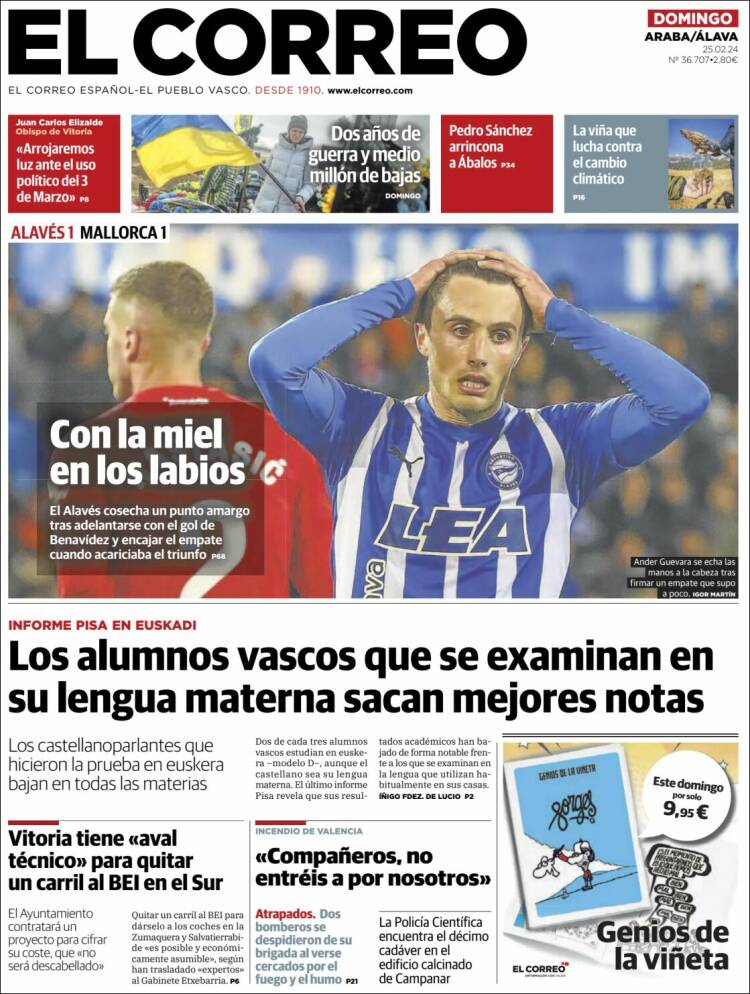 Portada de El Correo - Álava (España)