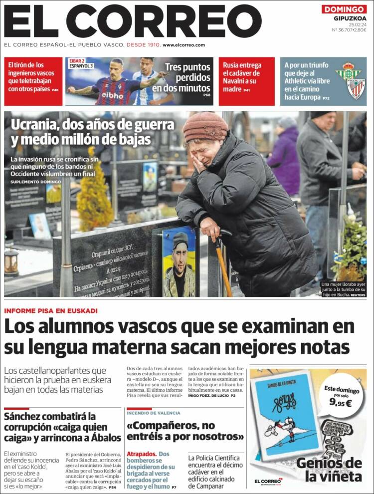 Portada de El Correo - Guipuzcoa (España)