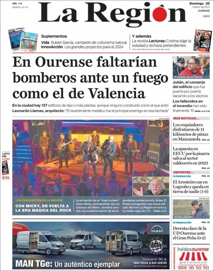 Portada de La Región de Ourense (España)