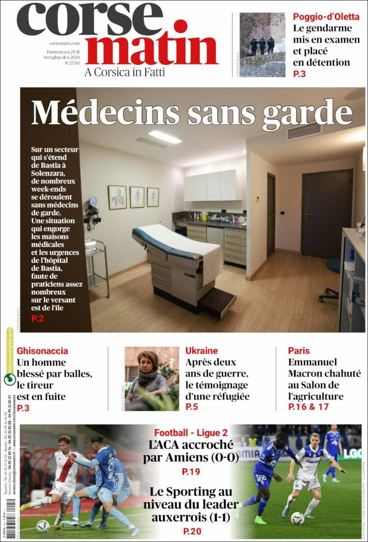 Portada de Corse-Matin (Francia)