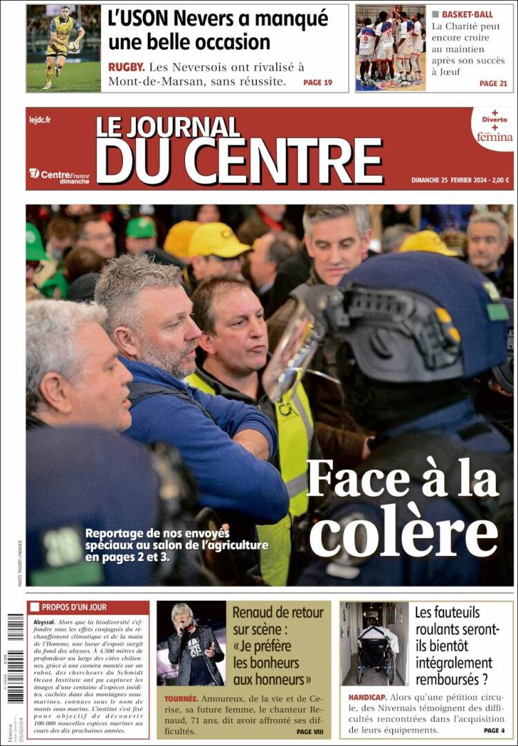 Portada de Le Journal du Centre (Francia)