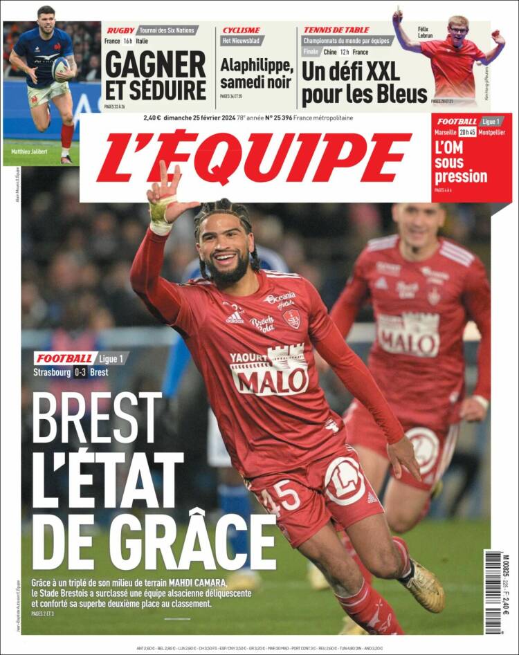 Portada de L'Equipe (Francia)
