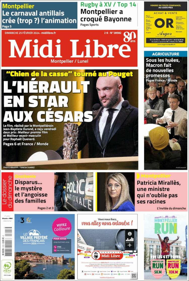 Portada de Midi Libre (Francia)