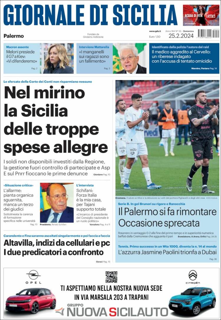Portada de Giornale di Sicilia (Italia)