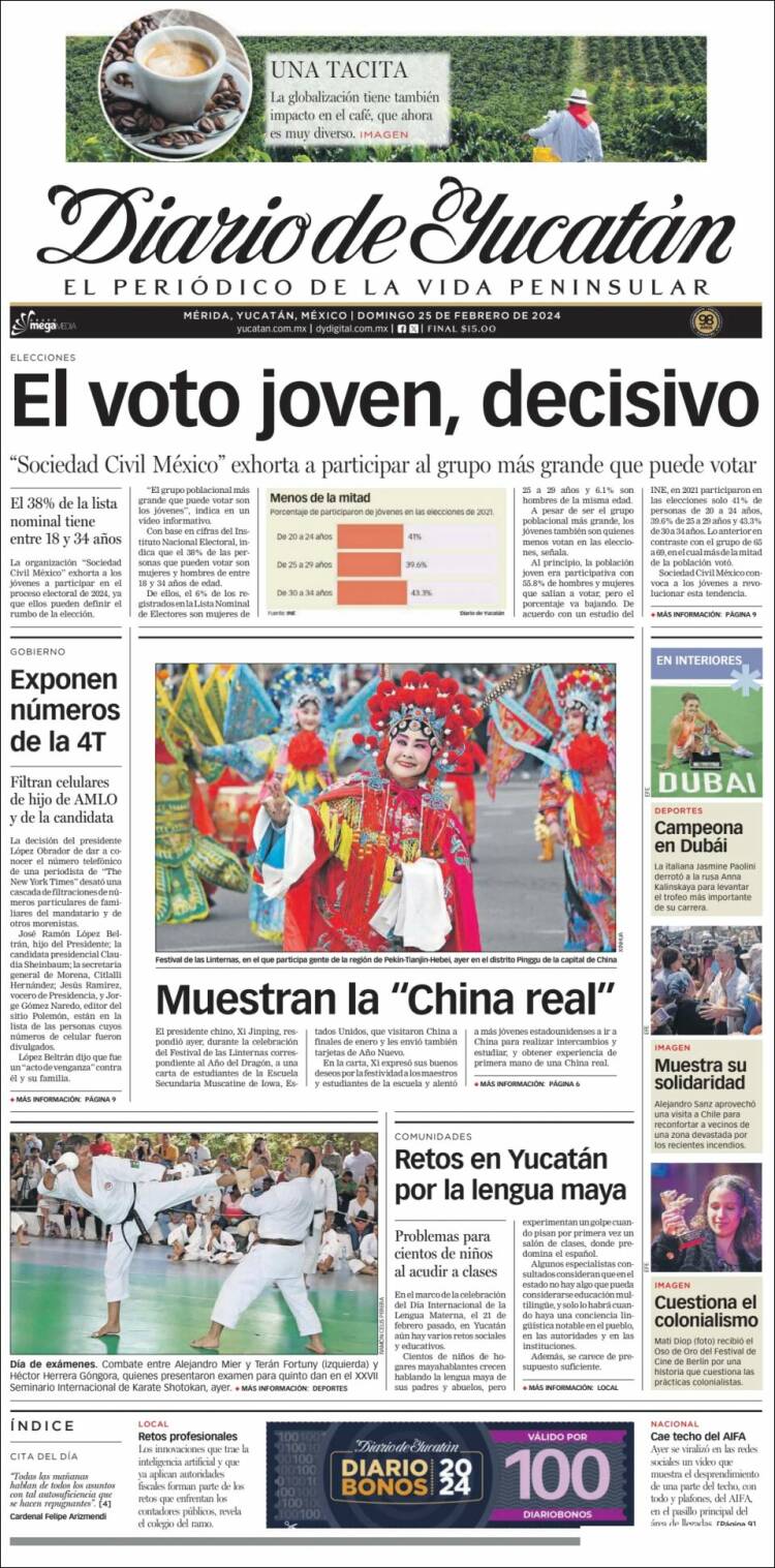Portada de Diario de Yucatán (M&eacute;xico)
