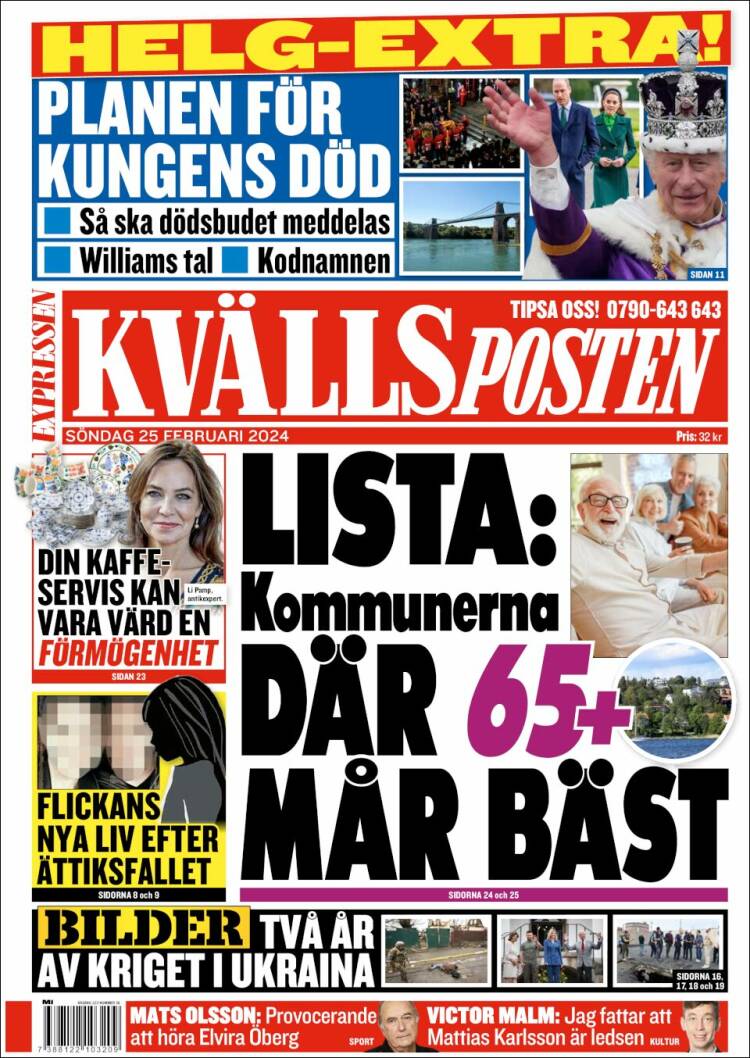 Portada de Kvällsposten (Suecia)
