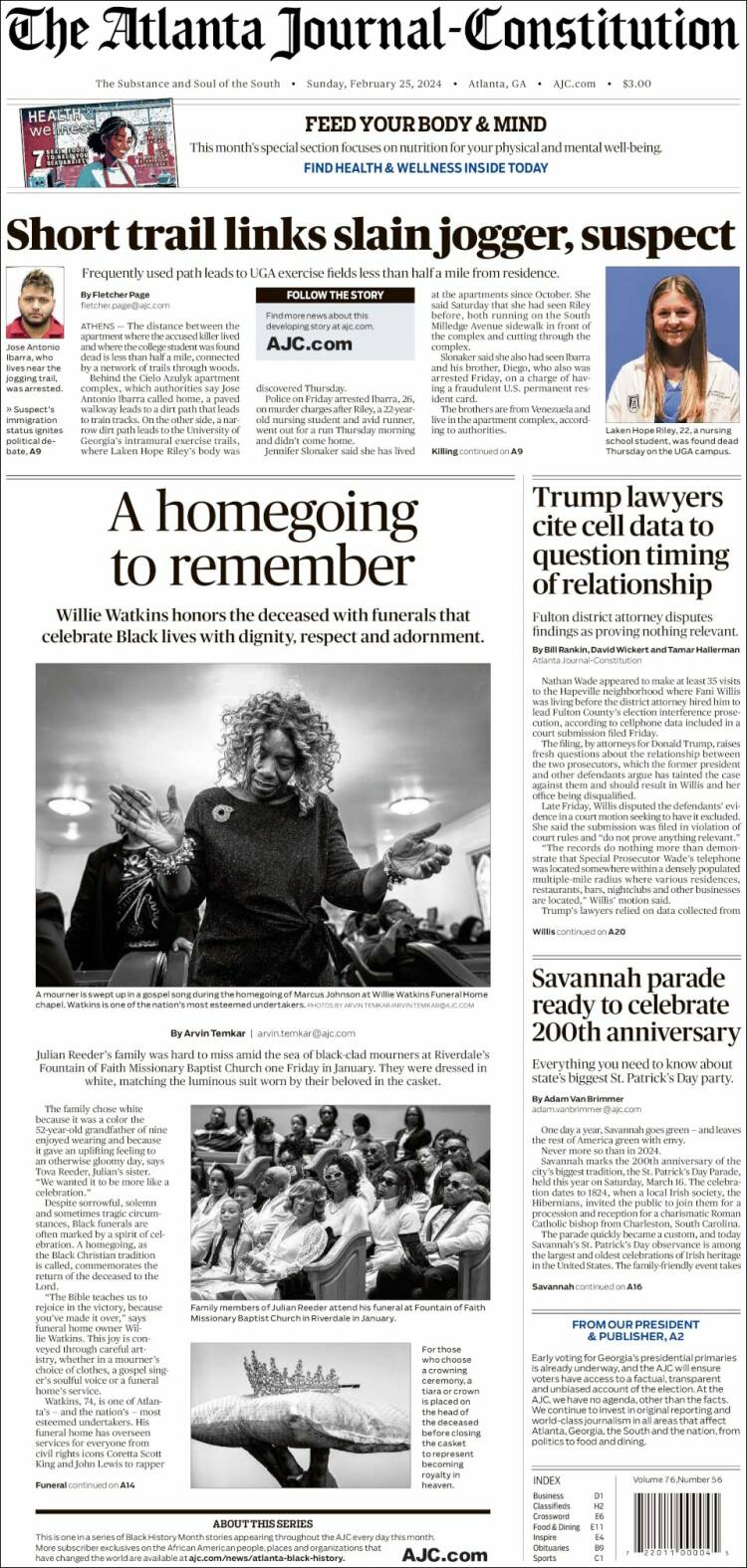 Portada de The Atlanta Journal-Constitution (USA)