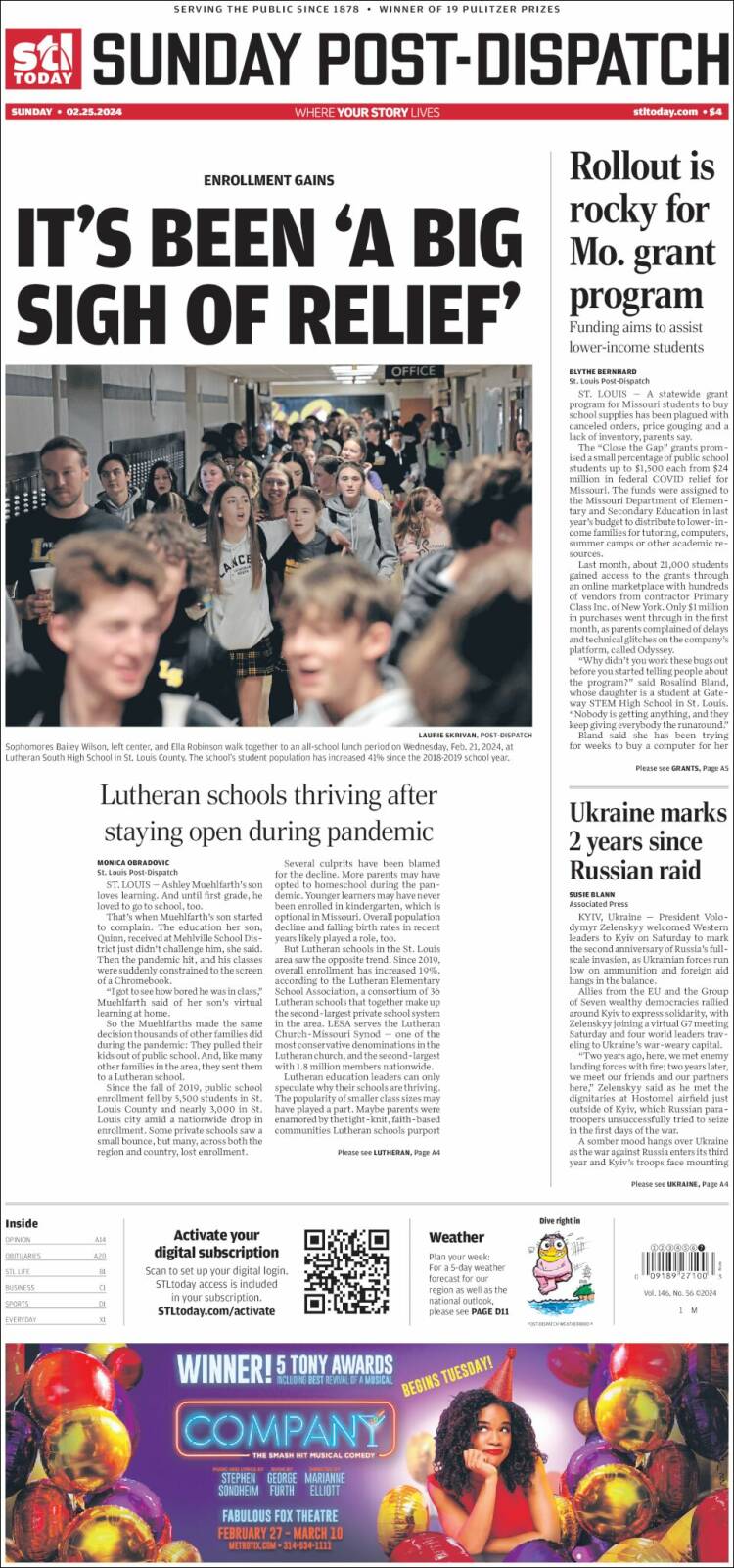Portada de St. Louis Post-Dispatch (USA)